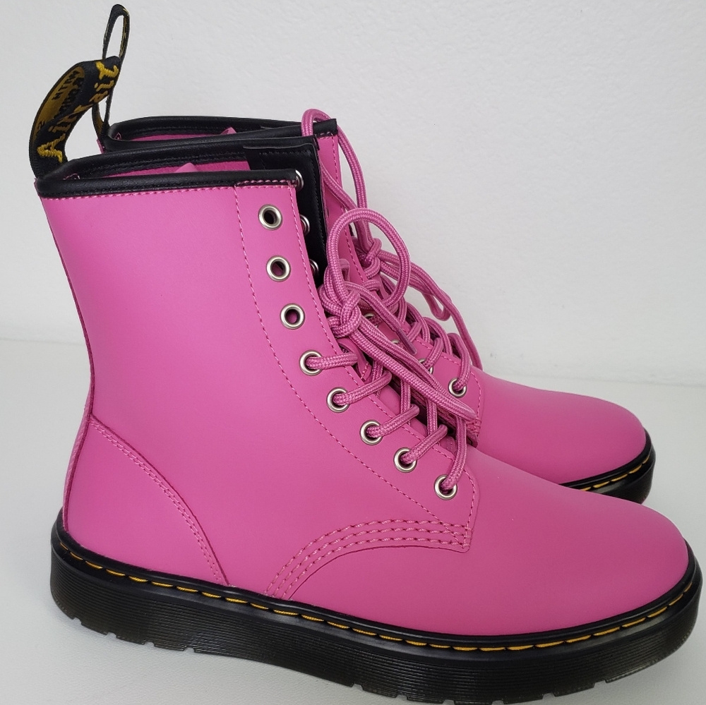 NEW Dr. Martens Zavala Pink Combat Boots Size 8 Women / 7 Men